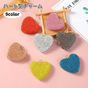 チャーム キーホルダーパーツ ハンドメイド 飾り ラインストーン きらきら ハート型 手作り 手芸 雑貨 かわいい おしゃれ