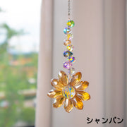 サンキャッチャー 多面的 水晶風 吊り下げ 装飾 飾り インテリア小物 インテリア雑貨 花 フラワー ひまわり 向日葵 キラキラ 輝く 開運アイテム 運気 幸運 カーテン 窓 玄関 バルコニー 風水グッズ おしゃれ かわいい 透明