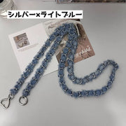 ネックストラップ スマホストラップ ショルダーストラップ スマホショルダーストラップ ネックホルダー 付け替え チェーン 編み込み ロング ストラップ デニム風 落下防止 紛失防止 おしゃれ かわいい 肩紐 首掛け