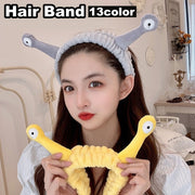 ヘアバンド ヘッドバンド 洗面用 洗顔用 レディース 女性 タオル地 目付き 髪留め フェイスケア メイク お風呂 カタツムリ 蝸牛 触覚 かわいい キュート