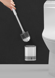 トイレブラシ トイレ掃除ブラシ 粘着式 壁掛け 床置きスタンド 蓋 収納ケース 水切り 柄付き 清掃 インテリア 省スペース
