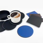 コースター 単品 1枚 日用品雑貨 キッチン カトラリー 直径10cm レザー調 断熱 無地 シンプル 滑り止め 撥水 防水 防汚 円形 正方形 サークル ラウンド スクエア ブラック ブルー ブラウン