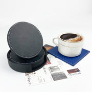 コースター 単品 1枚 日用品雑貨 キッチン カトラリー 直径10cm レザー調 断熱 無地 シンプル 滑り止め 撥水 防水 防汚 円形 正方形 サークル ラウンド スクエア ブラック ブルー ブラウン