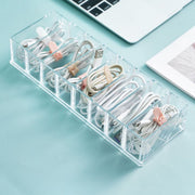 ケーブル収納ケース 8マス コードケース 収納ボックス 充電ケーブル コード USBケーブル 電源ケーブル アダプター イヤホン 小物入れ 整理用品 透明 クリア 仕切り シンプル