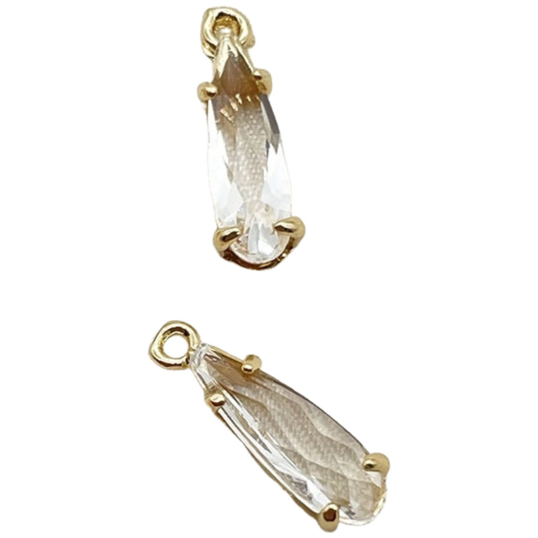 チャーム 同色2個セット アクセサリーパーツ ハンドメイド雑貨 ハンドメイド用品 手芸雑貨 手芸用品 ドロップ型 雫型 ラインストーン 台座付き 半透明 シンプル フェミニン ガーリー 可愛い キュート おしゃれ