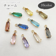 チャーム 同色2個セット アクセサリーパーツ ハンドメイド雑貨 ハンドメイド用品 手芸雑貨 手芸用品 ドロップ型 雫型 ラインストーン 台座付き 半透明 シンプル フェミニン ガーリー 可愛い キュート おしゃれ
