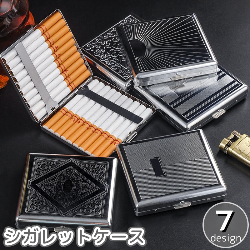 シガレットケース タバコケース レギュラー 正方形 煙草入れ 収納 喫煙具 小物入れ アンティーク風 レトロ調 金属製 折れ防止 崩れ防止 潰れ防止 持ち運び