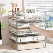 デスクトレー レタートレー 同色2個セット 透明 クリア A4 文具 事務用品 トレー ステーショナリー 横型 縦型 書類収納 卓上 机上 収納ケース ボックス 積み重ね 透明 無地 シンプル おしゃれ  スタッキング