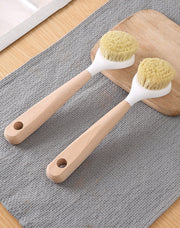キッチンブラシ スポンジ 食器洗いブラシ 柄付き キッチン用品 台所 水回り シンク 持ち手付き ハンドル 穴付き 鍋 お皿 フライパン 洗う 木 ナチュラル おしゃれ