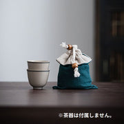 茶器バッグ 巾着袋 収納バッグ 収納袋 茶器収納 茶道具 カップ 湯呑み 小物入れ コンパクト 和風 バイカラー 持ち運び 可愛い おしゃれ