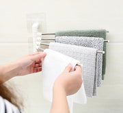 タオルハンガー タオル掛け ふきん掛け 布巾ハンガー タオルラック 壁掛け 洗面所 キッチン用品 台所用品 バス用品 浴室 脱衣所 ハンガー掛け 180度 回転 粘着 穴あけ不要 おしゃれ