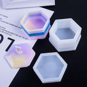 シリコンモールド 小物入れ型 レジン用 六角形 ハート アクセサリーケース型 蓋付き型 抜き型 UVレジン 樹脂粘土 ハンドメイド 手芸 手作り ふた付き レジン型 DIY