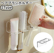 ヘアブラシホルダー ヘアブラシスタンド くし クシ 櫛 3本 2本 壁掛け 壁面収納 粘着式 クリア 透明 シンプル 洗面所 浴室 収納用品