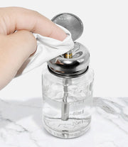ガラスディスペンサー ネイルリムーバー入れ 80ml 詰め替え容器 ガラス製 プッシュ式 ボトル ポンプ 溶剤 除光液 消毒液 ネイル用品 ネイルケア ネイルオフ クリーナー