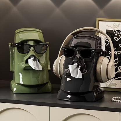 ティッシュケース モアイ 眼鏡スタンド サングラススタンド ヘッドホンスタンド ティッシュカバー 商品画像3