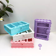 小物入れ 鍵付き 収納ボックス 整理用品 文房具 アクセサリー 扉風 縦置き 横置き 両用 子供 子ども カギ かわいい 宝物 クリア窓