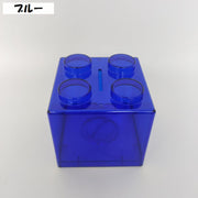貯金箱 小銭 硬貨 コイン 置物 インテリア 飾り ブロックモチーフ クリアカラー かわいい 可愛い おしゃれ 赤 黄 青