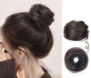 お団子ウィッグ ポイントウィッグ ヘアクリップ バンスクリップ 部分かつら つけ毛 エクステ お団子ヘア ストレート ヘアアクセサリー ファッション小物 ヘアアレンジ 簡単 おしゃれ シンプル 黒 茶