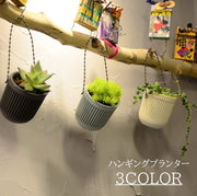 ハンギングプランター 植木鉢 吊るす 吊り下げ 多肉植物 ミニサイズ 花 グリーン 観葉植物 ストライプ 小型 シンプル かわいい おしゃれ インテリア 装飾 室内 室外 屋外 屋内
