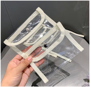 化粧ポーチ コスメポーチ 単品 １個 マルチポーチ トラベルポーチ 小物入れ メイク道具入れ 文具 化粧品 小物 ペンケース 四角形 スクエア型 クリア 透明 マチなし シンプル