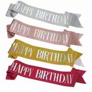 たすき 文字入り パーティー用 誕生日 HAPPYBIRTHDAY お祝い イベント パーティー用品 グッズ サプライズ 演出 主役 ラメ キラキラ カラフル ギフト 軽量 持ち運び簡単