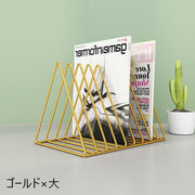 ブックスタンド ブックエンド 本立て 金属製 三角形 トライアングル オブジェ 置物 卓上収納 本棚 マガジンラック ブックシェルフ 仕切り インテリア小物 シンプル クラシック おしゃれ