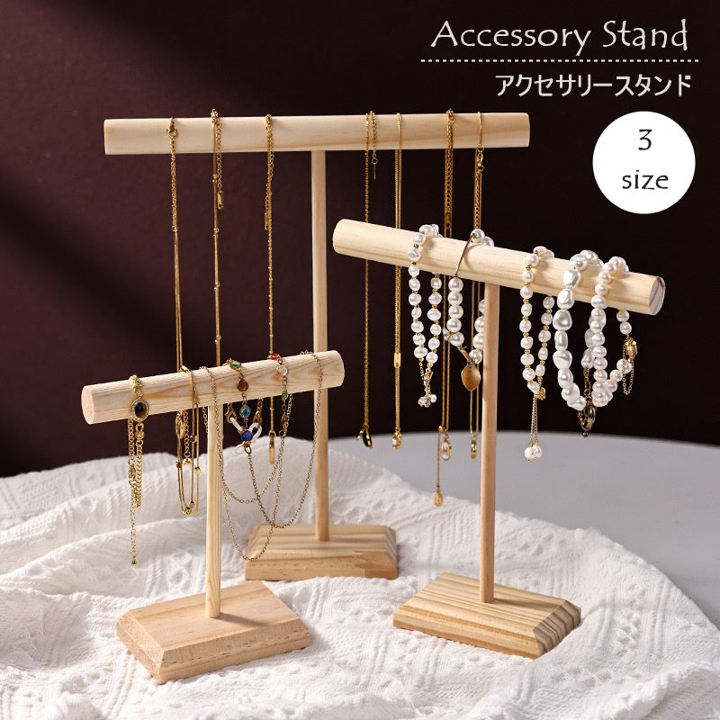 アクセサリースタンド アクセサリー掛け ディスプレイ T字 T型 木製 商品画像