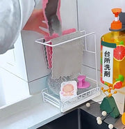 スポンジラック 水切りラック キッチン用品 壁掛け 置き型 両用 水回り 収納 スポンジ置き たわし 干せる ふきん 洗剤 シンク 水切りトレー付き