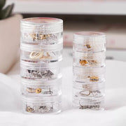 アクセサリーケース 5層セット 小物入れ 収納 積み重ね 積み上げ クリア 透明 円形 ピアス イヤリング 指輪 ネックレス 整理 整頓 コンパクト 小さめ 小型 ミニ