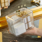 メイクボックス コスメボックス 化粧品収納ケース 小物入れ スタンド 仕切り フタ 蓋付き ハート 卓上 机上 透明 クリア 防塵 防水 シンプル おしゃれ