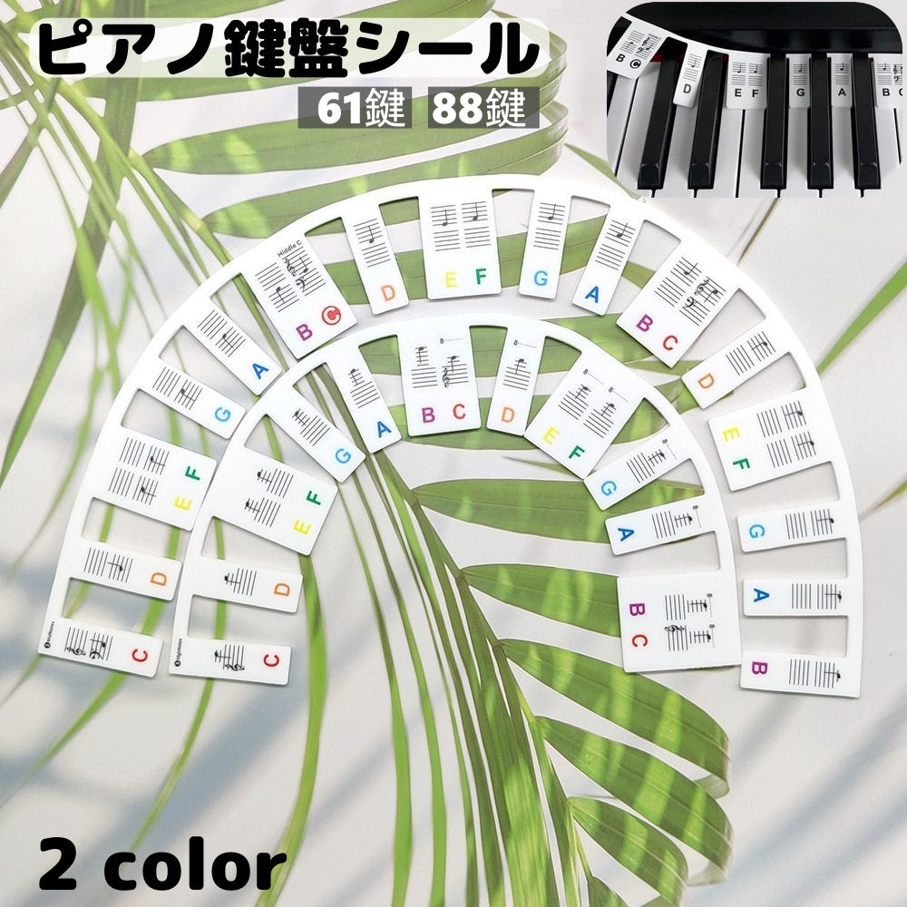 ピアノ鍵盤シール 88鍵盤 61鍵盤 キーボード 音階ガイド 音符 五線譜 レッスン 練習 初心者 子ども ビギナー 貼り付け不要 シリコン トレーニング おしゃれ