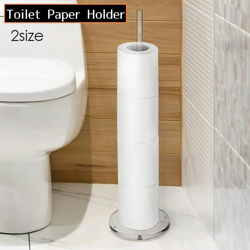 トイレットペーパーホルダー トイレットペーパースタンド アクリル製 置き型 縦型ストッカー スティック ポール 省スペース 収納