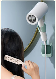 ヘアドライヤーホルダー ドライヤー収納 バス用品 ラック 壁掛け バスルーム 洗面所 ドライヤースタンド フック付き コンパクト 貼付けタイプ 曲がる