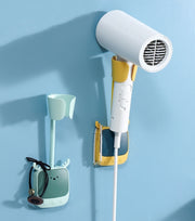 ヘアドライヤーホルダー ドライヤー収納 バス用品 ラック 壁掛け バスルーム 洗面所 ドライヤースタンド フック付き コンパクト 貼付けタイプ 曲がる