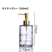 ソープボトル シャンプーボトル ディスペンサー 詰め替えボトル ガラス製 330ml 400ml 容器 ポンプ バス用品 浴室 高級感 上品 おしゃれ ボディソープ入れ ハンドソープ入れ