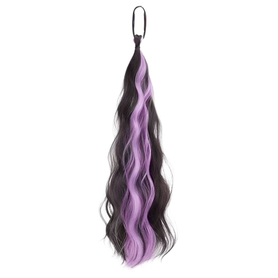 ポイントウィッグ 単品 1本 部分ウィッグ エクステ ヘアゴム レディース 女性用 ロング 付け毛 ウェーブ メッシュ ポニーテール ヘアアレンジ エクステンション つけ毛 髪飾り コスプレ イメチェン ダンス