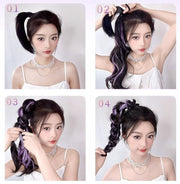 ポイントウィッグ 単品 1本 部分ウィッグ エクステ ヘアゴム レディース 女性用 ロング 付け毛 ウェーブ メッシュ ポニーテール ヘアアレンジ エクステンション つけ毛 髪飾り コスプレ イメチェン ダンス