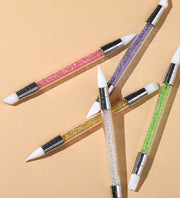 ネイルブラシ シリコンブラシ 筆 2way 多用途 ジェルネイル ネイルアート マニキュア アートブラシ ネイル用品