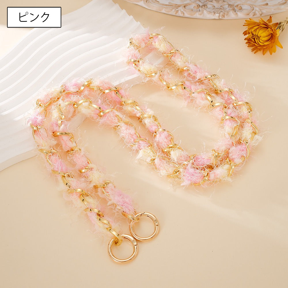 ショルダーストラップ バッグストラップ スマホストラップ チェーン 編み込み ふわふわ 商品画像4