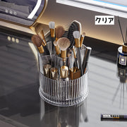 メイクブラシスタンド メイクブラシ立て シングル メイクボックス コスメボックス 筆立て 筆スタンド 360度回転 仕切り 仕分け 化粧グッズ 整理整頓 収納