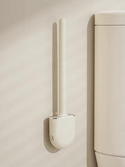 トイレブラシ シリコン製 掃除ブラシ ケース付き スリム コンパクト ソフト 柔らか 傷つけにくい 柄付きブラシ 洗える 清潔 掃除用品 壁取り付け おしゃれ