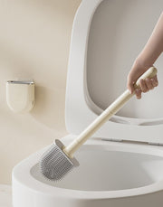 トイレブラシ シリコン製 掃除ブラシ ケース付き スリム コンパクト ソフト 柔らか 傷つけにくい 柄付きブラシ 洗える 清潔 掃除用品 壁取り付け おしゃれ