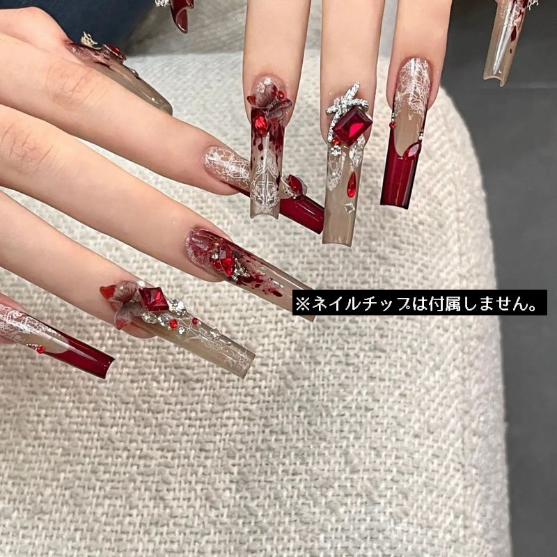 ネイルパーツ デコパーツ セット 赤系 3D 立体 商品画像2