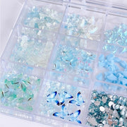 ネイルパーツ 3Dアート ミックス クリア ケース入り フラワー バタフライ 五弁花 バラ ストーン 立体 クリア ケース入り セルフネイル デコレーション