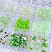 ネイルパーツ 3Dアート ミックス クリア ケース入り フラワー バタフライ 五弁花 バラ ストーン 立体 クリア ケース入り セルフネイル デコレーション