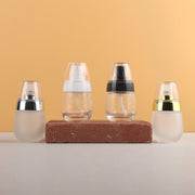 詰め替え容器 詰め替えボトル プッシュボトル ガラス製 ディスペンサー 小分け コスメ用品 メイク用品 蓋付き 持ち運び トラベル 旅行 おしゃれ かわいい