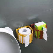 トイレットペーパーホルダー 粘着式 バスラック バスケット かご シェルフ 浴室収納 水切り 貼り付け 水回り トイレグッズ キッチン 台所 便利