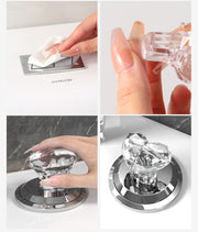 トイレタンクボタン プッシュボタン 水栓ボタン つまみ 取っ手 フック ドアノブ 粘着式 ハート クリア 透明 かわいい 後付け 引き戸 食器棚 収納棚 戸棚 引き出し 窓 キャビネット 便利