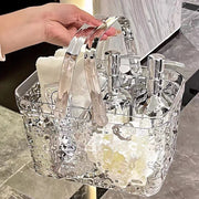 お風呂バスケット かご 小物入れ 収納用品 持ち手付き 透明 クリア 手提げ 収納ボックス バスルーム 浴室 脱衣所 温泉 スパ