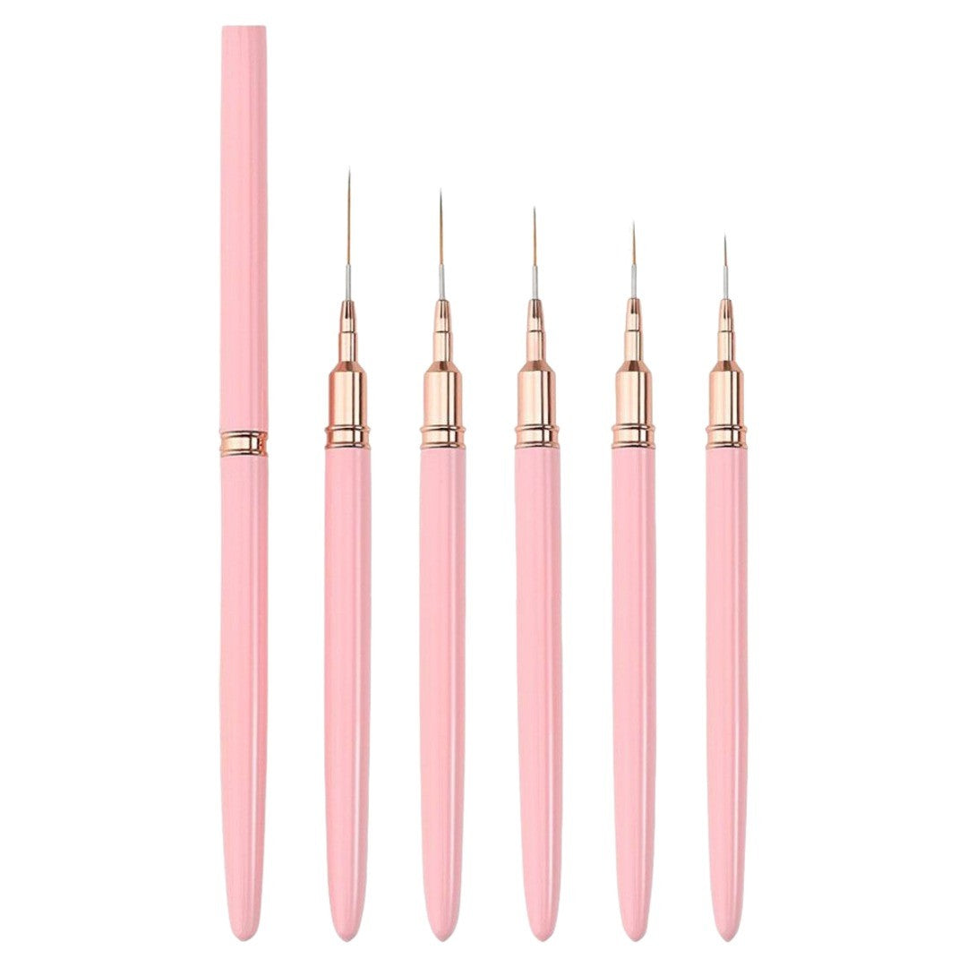 ネイルアートブラシ 5本セット キャップ付き 極細 ライナー筆 コスメ ネイル用品 ジェルネイル ライン セルフネイル 細い線 細筆 マーブル柄 ピーコック柄 ドットペン かわいい 便利